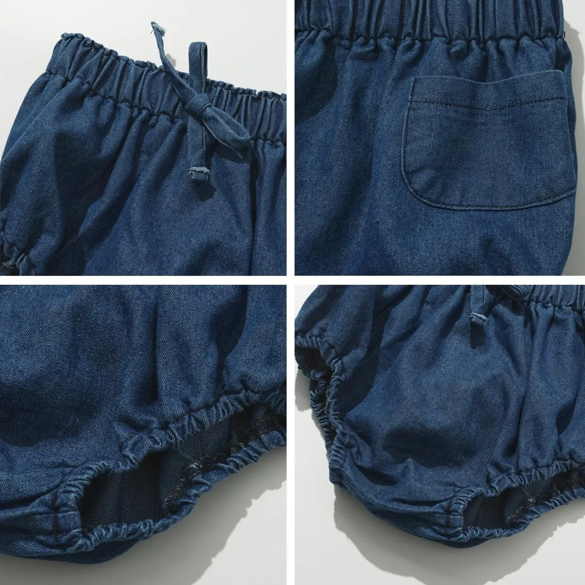 Colorful Childhood Toddler Denim Bloomers Shorts Baby Girls Boys Loose Harem Shorts 2pcs