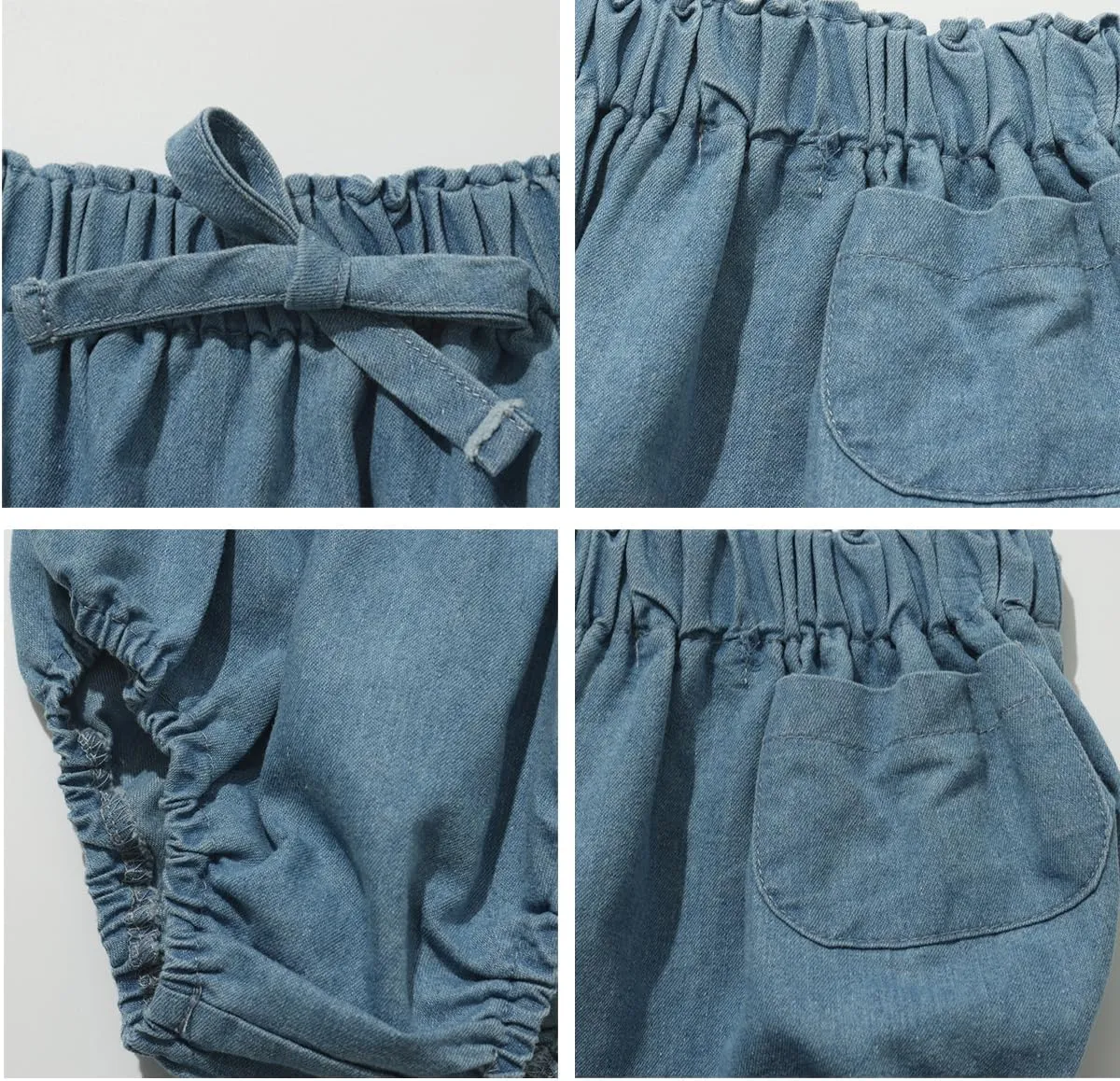 Colorful Childhood Toddler Denim Bloomers Shorts Baby Girls Boys Loose Harem Shorts 2pcs