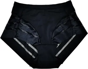 Comfy Ice Silk Underwear for Women Mesh High Waisted Briefs Sexy Panties Breathable Butt Lifting Underpants