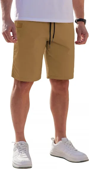 COOFANDY Mens Casual Shorts Cotton Elastic Waist Drawstring Shorts Lightweight Summer Beach Shorts