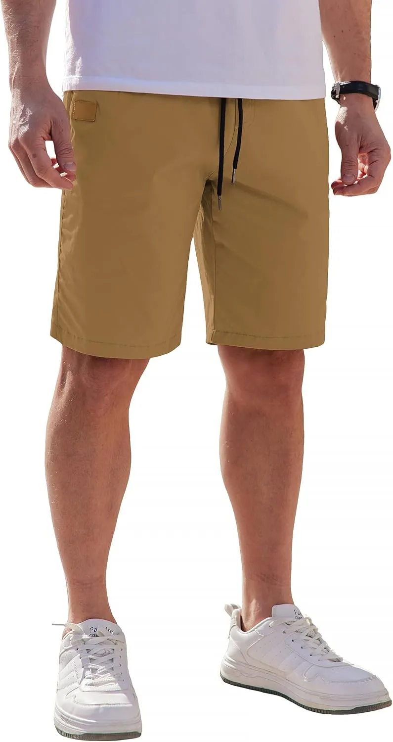 COOFANDY Mens Casual Shorts Cotton Elastic Waist Drawstring Shorts Lightweight Summer Beach Shorts