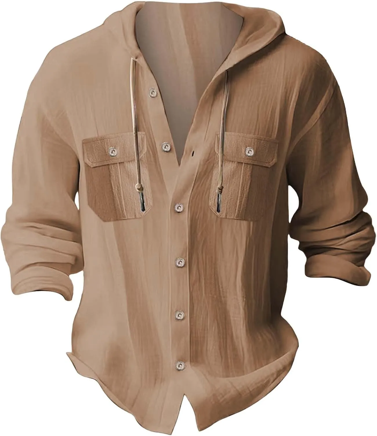 Cotton Linen Shirts for Mens Stylish Summer Beach Hippie Hoodies Lightweight UPF 50  Fishing Shirt Hooded Sweatshirts