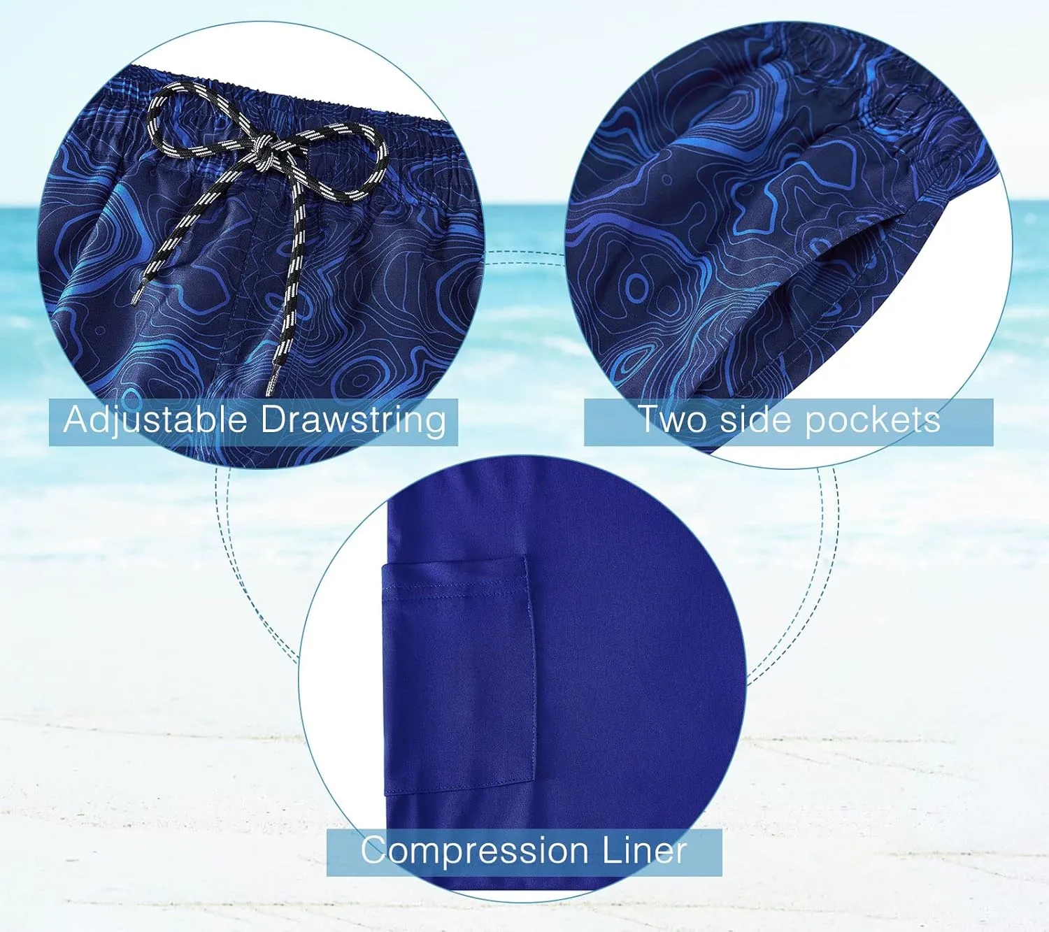 Cozople Boys Swim Trunks with Boxer Brief Liner Compression Swimwear Quick Dry Swim Shorts Bathing Suits 7-20 Years