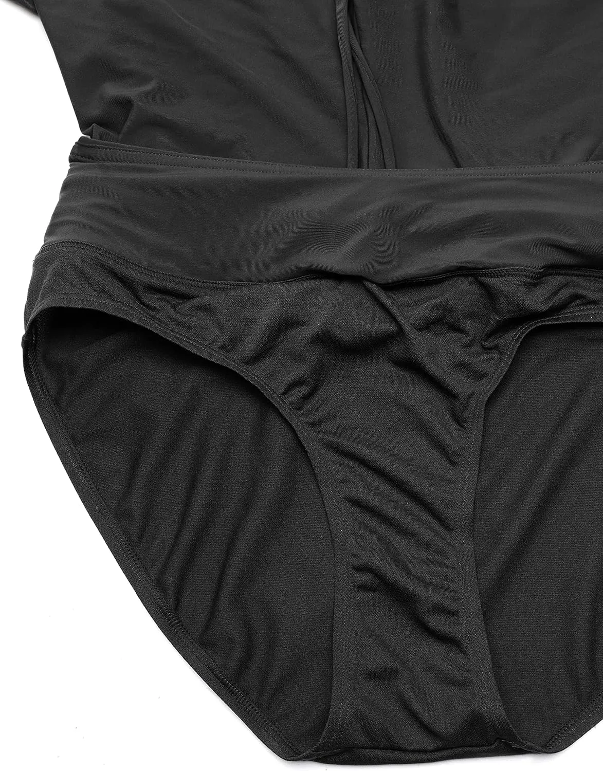 CRZ YOGA Womens Swim Shorts 4'' - High Waisted Board Shorts Zipper Pocket Bathing Swimwear Shorts Side Split with Mesh Liner
