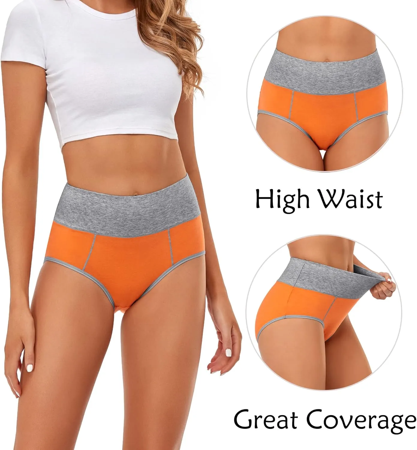 CULAYII High Waisted Underwear for Women Cotton No Muffin Top Full Coverage Briefs Soft Stretch Ladies Panties 5 Pack