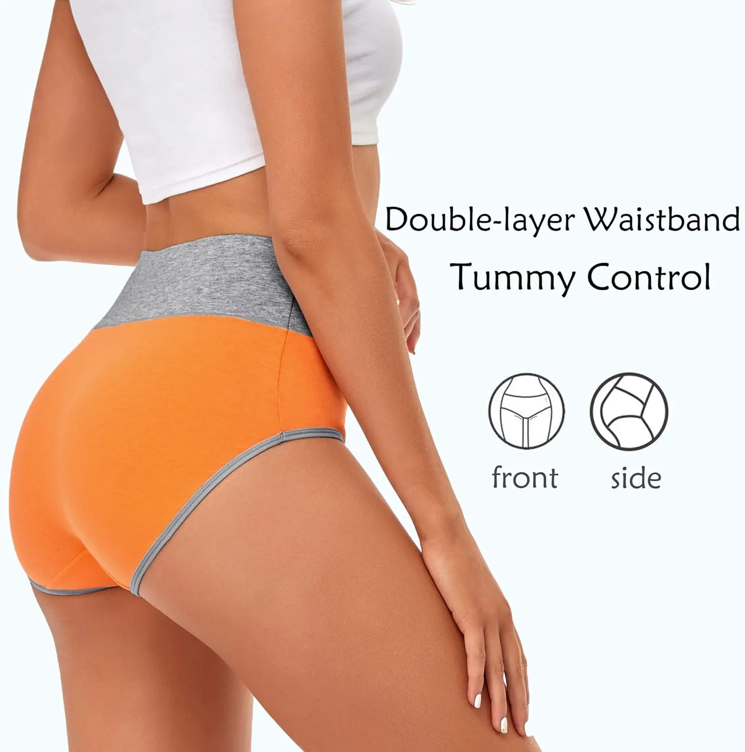 CULAYII High Waisted Underwear for Women Cotton No Muffin Top Full Coverage Briefs Soft Stretch Ladies Panties 5 Pack