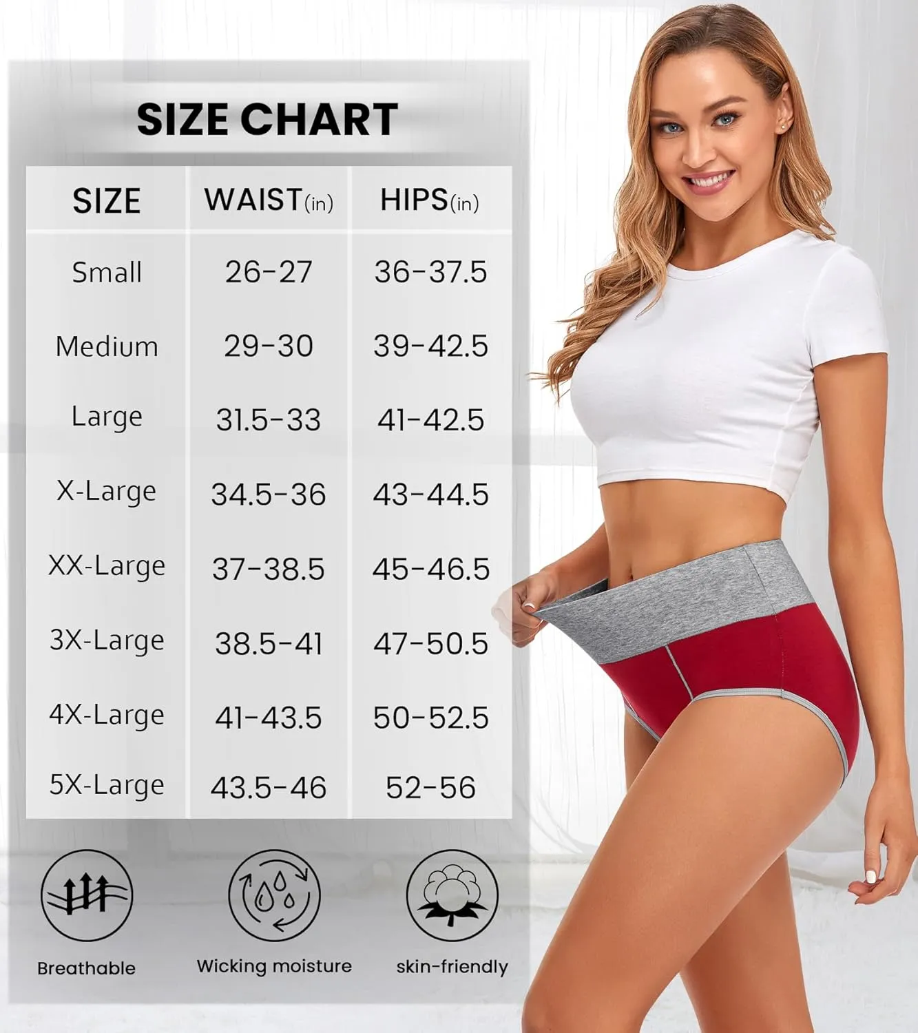 CULAYII High Waisted Underwear for Women Cotton No Muffin Top Full Coverage Briefs Soft Stretch Ladies Panties 5 Pack