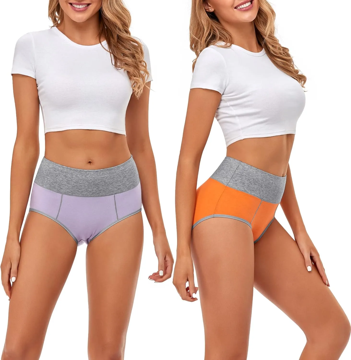 CULAYII High Waisted Underwear for Women Cotton No Muffin Top Full Coverage Briefs Soft Stretch Ladies Panties 5 Pack