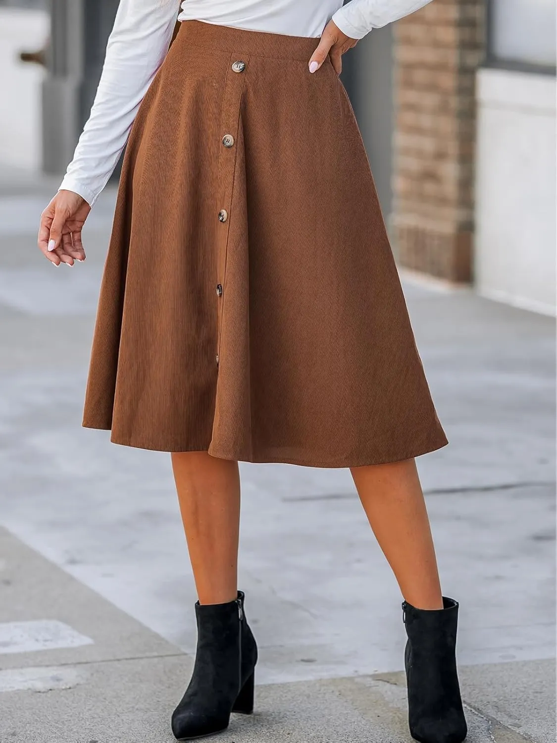 CUPSHE Women Skirts High Waist Button-Front Skirt Holiday Midi Skirt Short Skirts