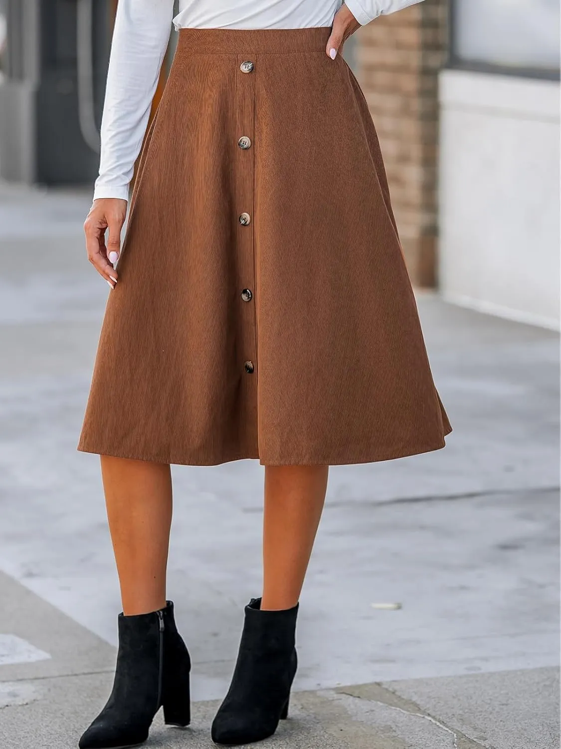 CUPSHE Women Skirts High Waist Button-Front Skirt Holiday Midi Skirt Short Skirts