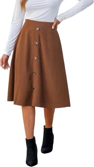 CUPSHE Women Skirts High Waist Button-Front Skirt Holiday Midi Skirt Short Skirts