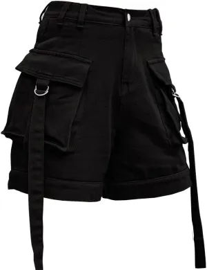 Denim Cargo Pants Casual Pocket Shorts Elastic Waist Women Shorts