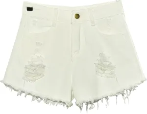 Denim Shorts for Women Mid Rise Ripped Distressed Shorts Frayed Raw Hem 5" Shorts with Pockets Trendy Cut Off Shorts
