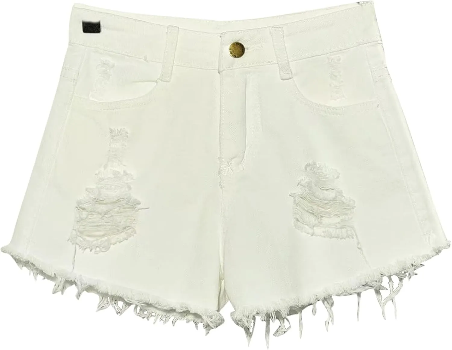 Denim Shorts for Women Mid Rise Ripped Distressed Shorts Frayed Raw Hem 5" Shorts with Pockets Trendy Cut Off Shorts