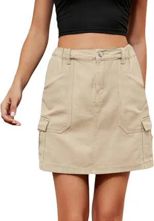 Denim Skirts for Women High Waisted Jean Skorts with Slit Cute Skort Shorts Casual Stretch Mini Jean Skirt Shorts