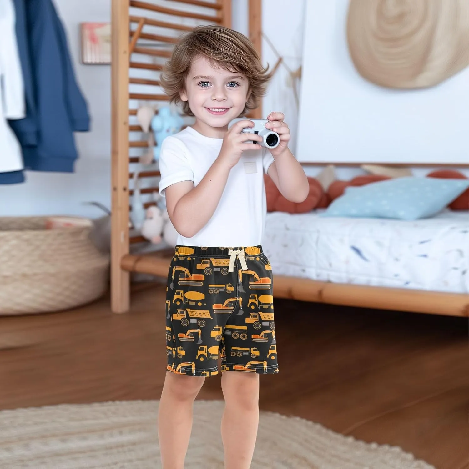 DOMIKING Baby Boy Shorts Toddler Cotton Shorts Elastic Waist Kid's Athletic Shorts 2T-5T