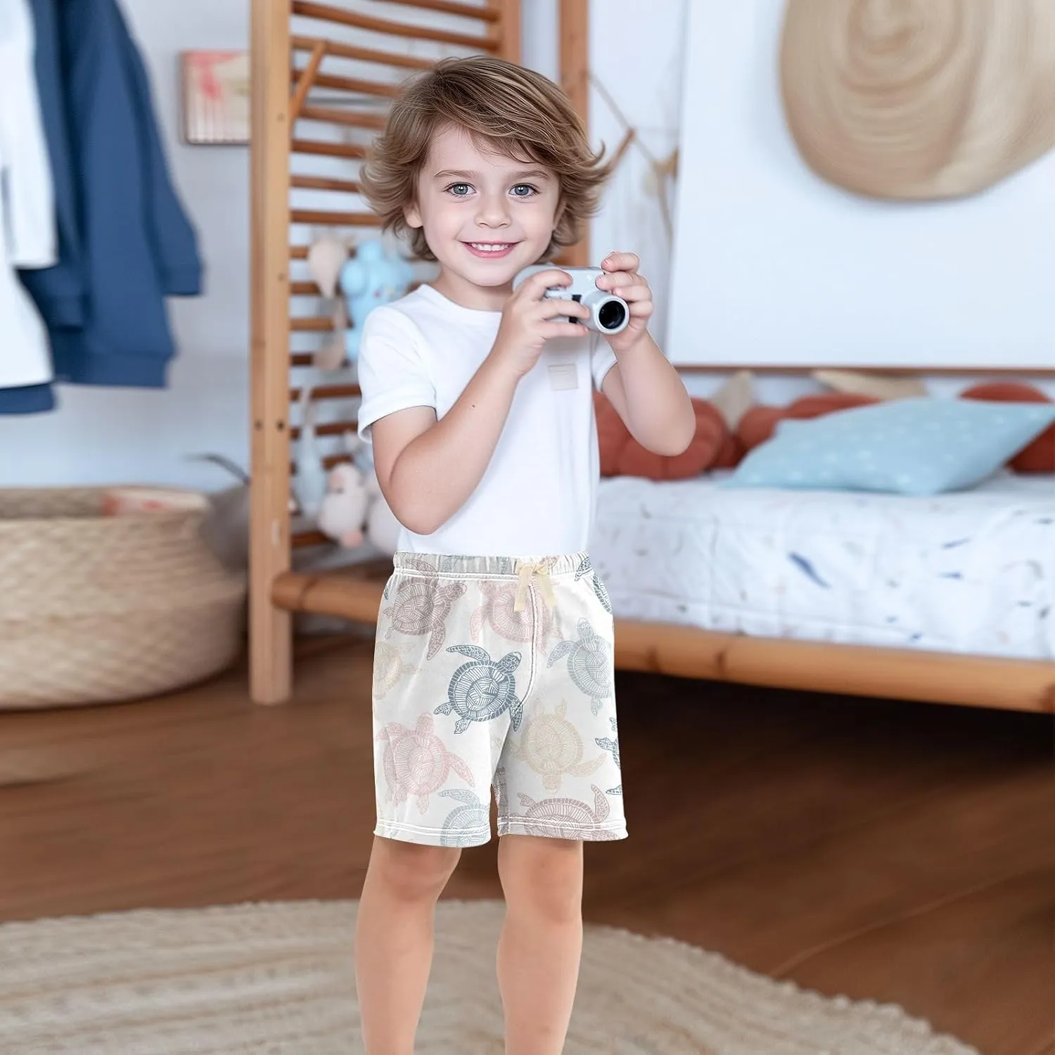 DOMIKING Baby Boy Shorts Toddler Cotton Shorts Elastic Waist Kid's Athletic Shorts 2T-5T