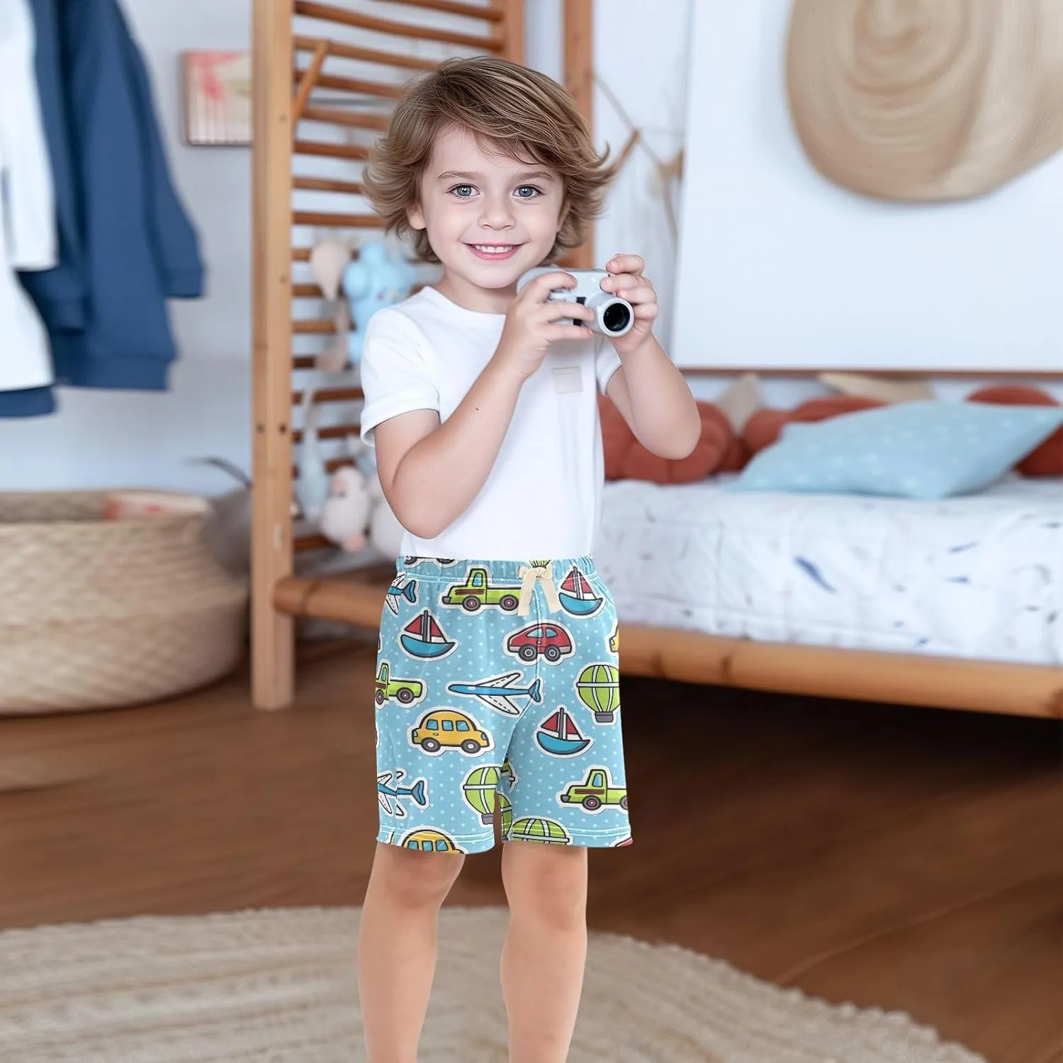 DOMIKING Baby Boy Shorts Toddler Cotton Shorts Elastic Waist Kid's Athletic Shorts 2T-5T