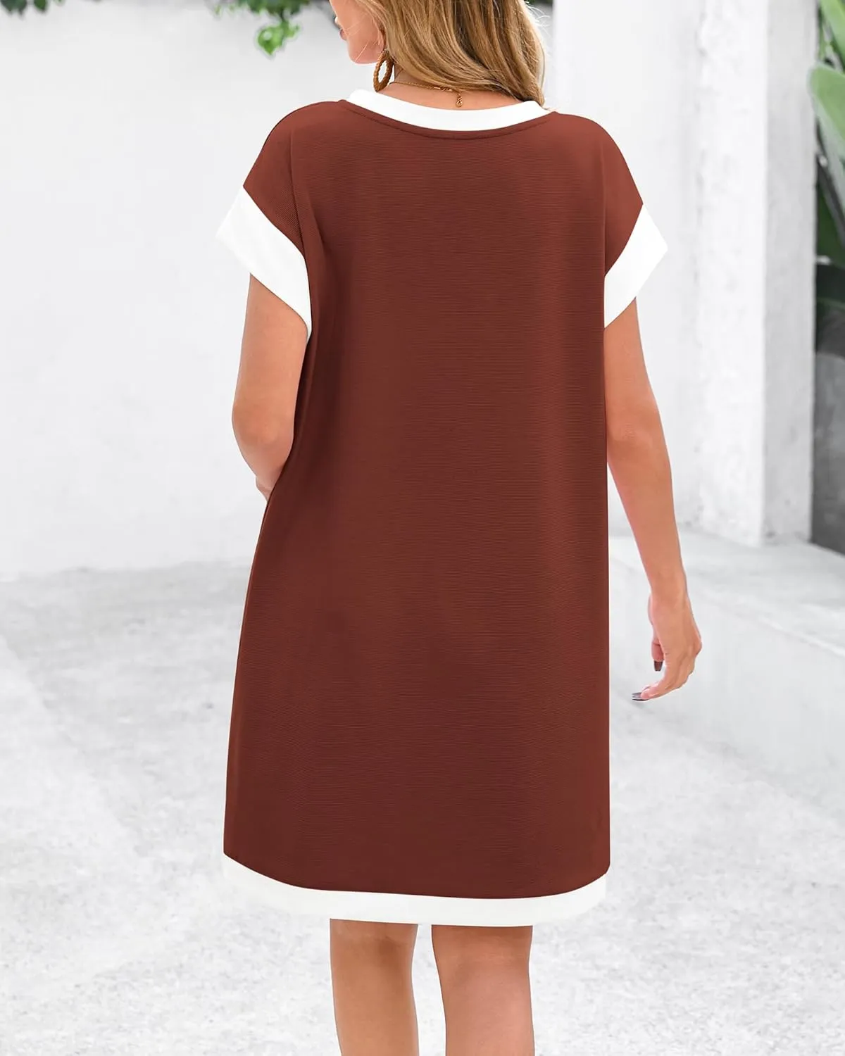 dowerme Women's Summer Dresses 2025 Casual Cap Sleeve Color Block Loose Maternity Sundress Knit Vacation Beach Outfits