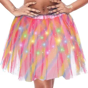 DRESBE Light Up Tutu Skirt Glow Party Tutus Neon LED Tulle Tutu for Women