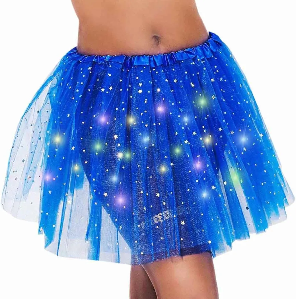 DRESBE Light Up Tutu Skirt Glow Party Tutus Neon LED Tulle Tutu for Women