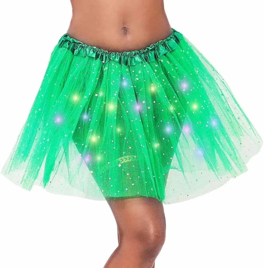 DRESBE Light Up Tutu Skirt Glow Party Tutus Neon LED Tulle Tutu for Women