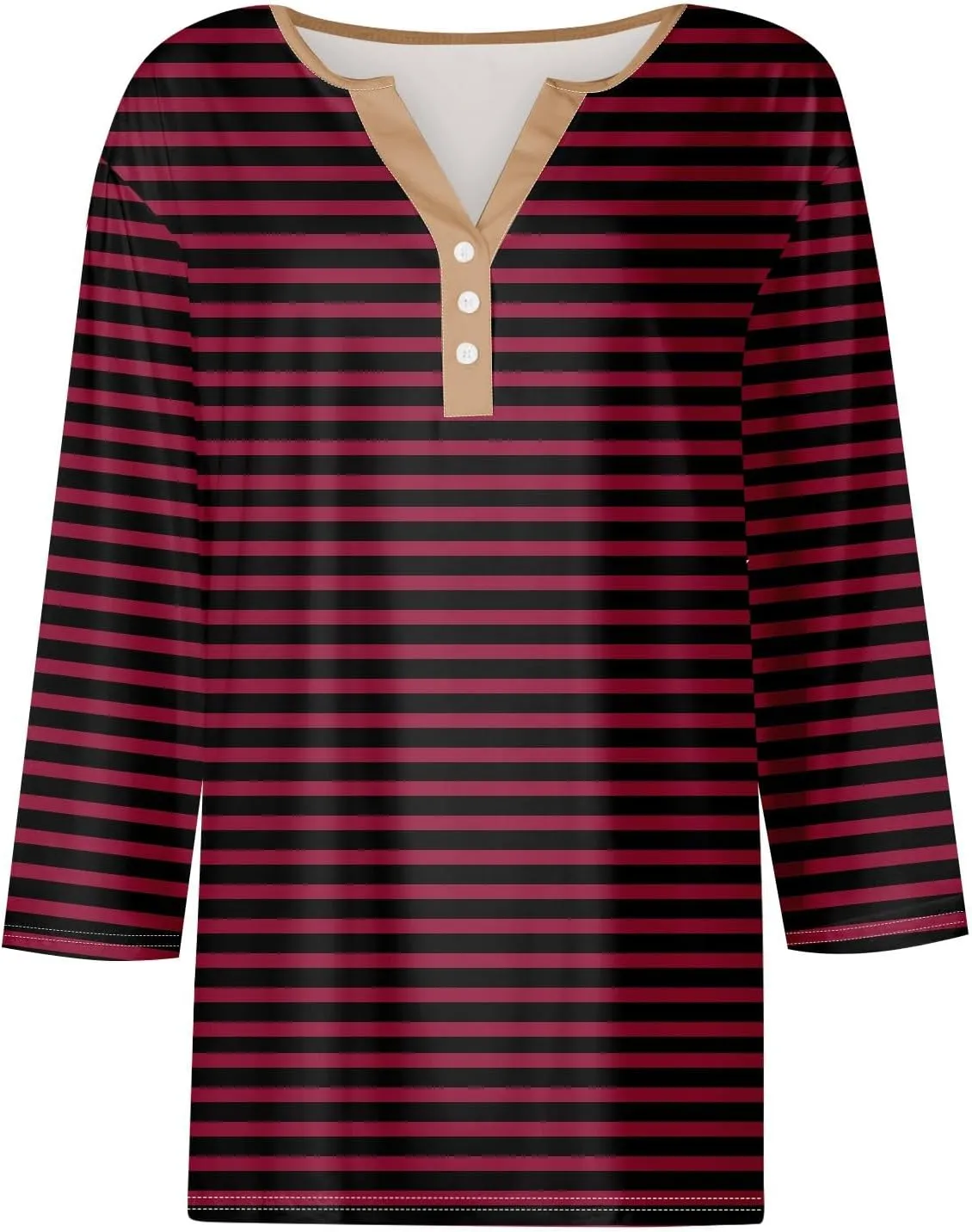 DuDubaby Summer Blouses for Women 2024 V Neck Button Shirts Fashion Striped Print Tunic Casual Relaxed Fit T Shirts