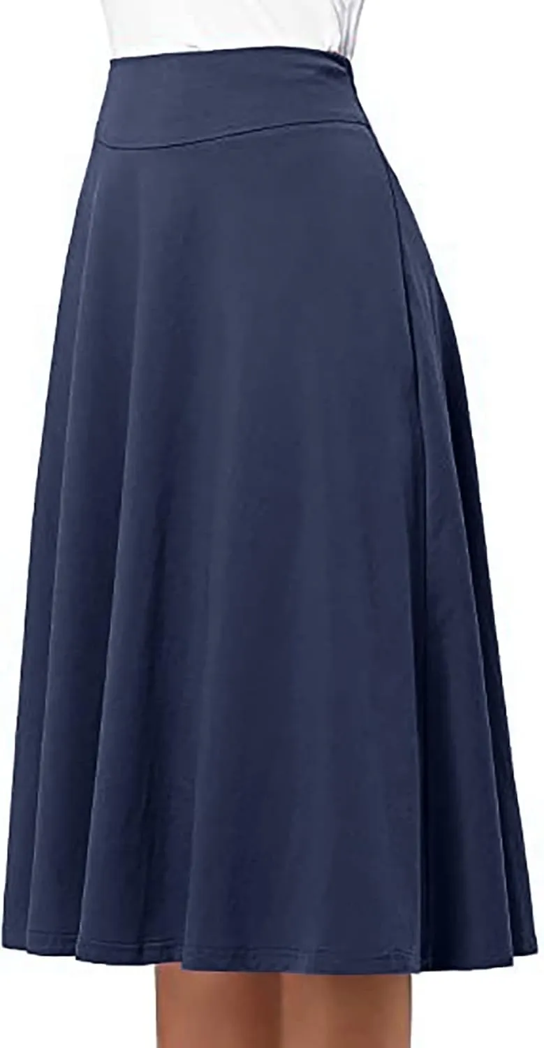 Elastic High Waist Floral Print Boho Maxi Skirt Women Tiered Pleated Flowy Long Summer Beach Skirt