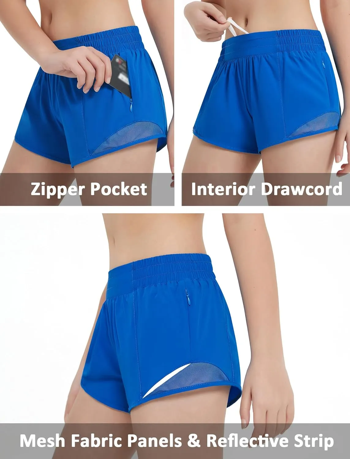 EXARUS Girls 2.5"/4" Athletic Shorts Running Workout Track with Liner Zip Pocket Lightweight Gym Sports for Kids 6-12Y