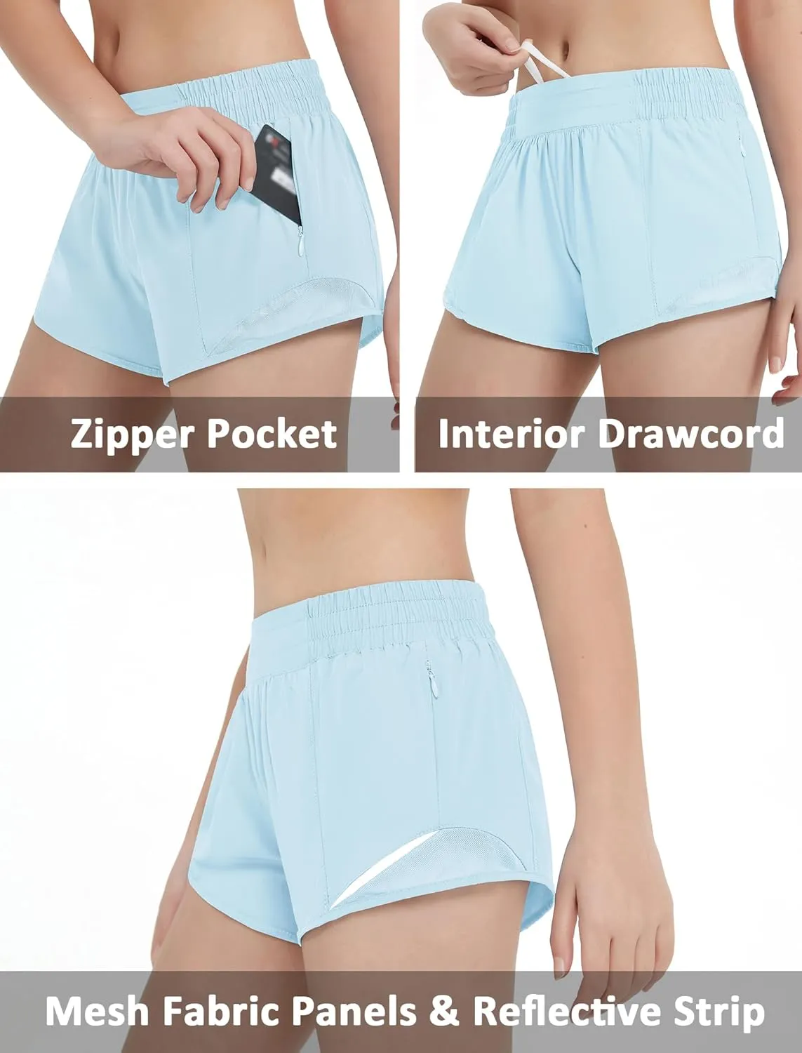 EXARUS Girls 2.5"/4" Athletic Shorts Running Workout Track with Liner Zip Pocket Lightweight Gym Sports for Kids 6-12Y