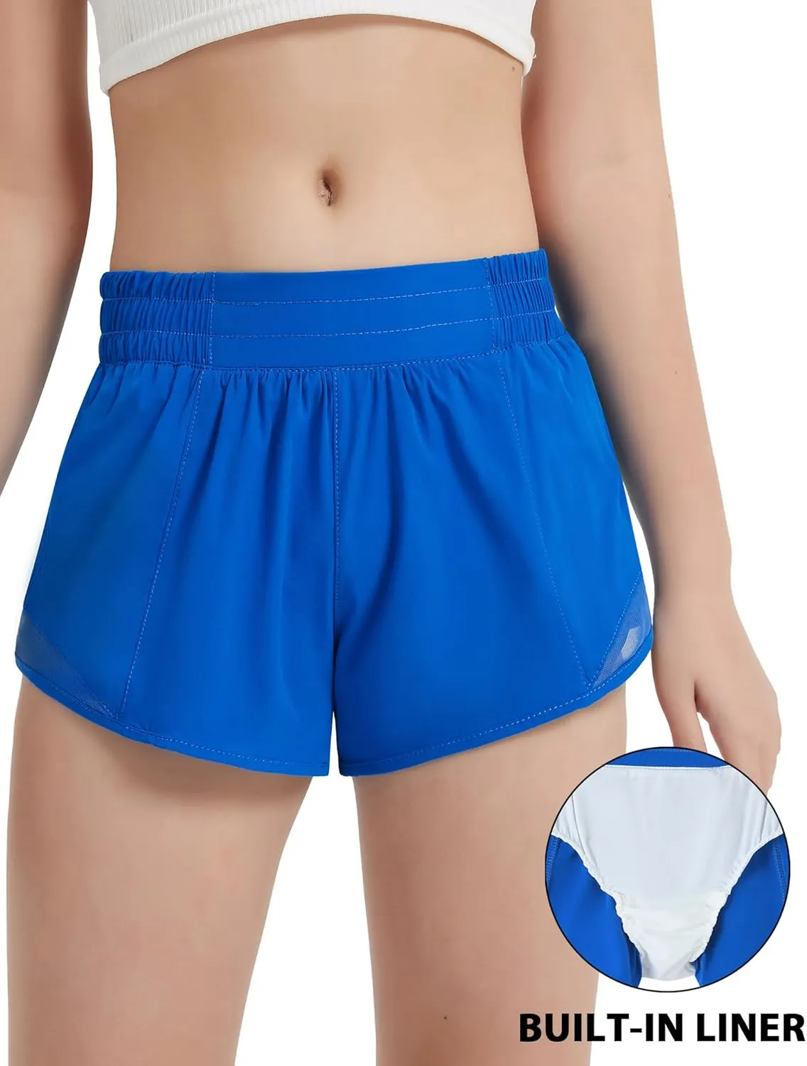 EXARUS Girls 2.5"/4" Athletic Shorts Running Workout Track with Liner Zip Pocket Lightweight Gym Sports for Kids 6-12Y