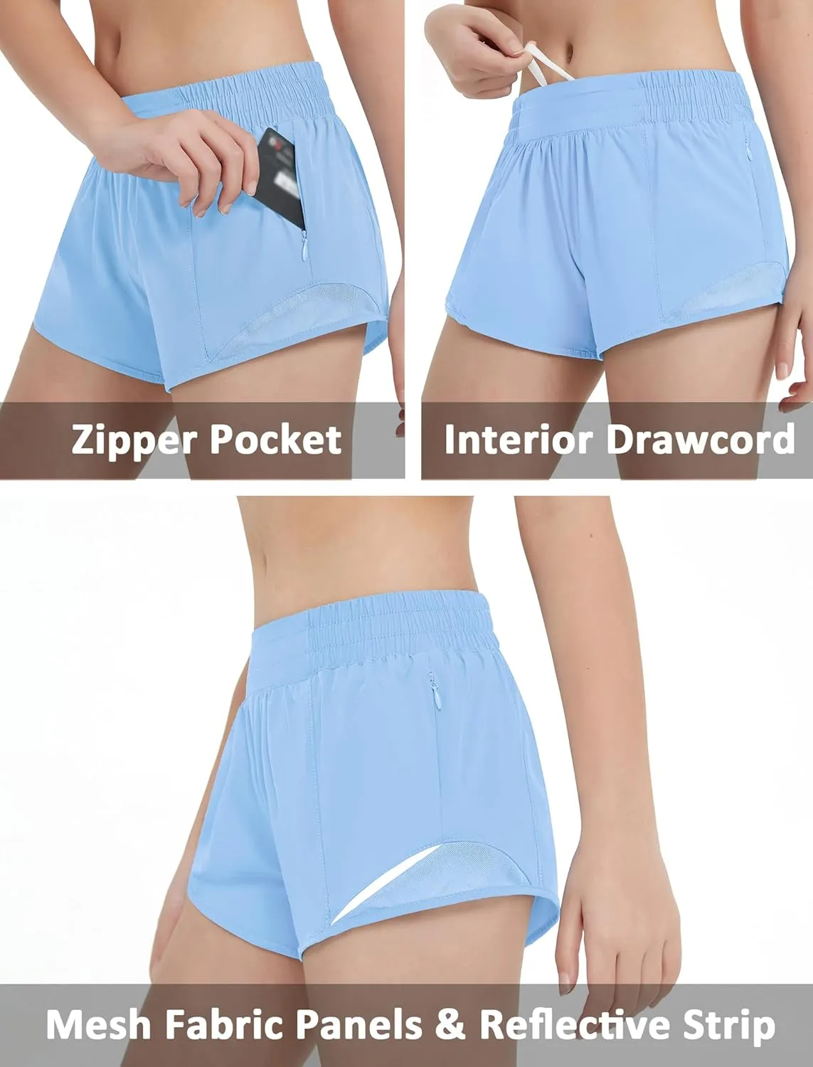 EXARUS Girls 2.5"/4" Athletic Shorts Running Workout Track with Liner Zip Pocket Lightweight Gym Sports for Kids 6-12Y