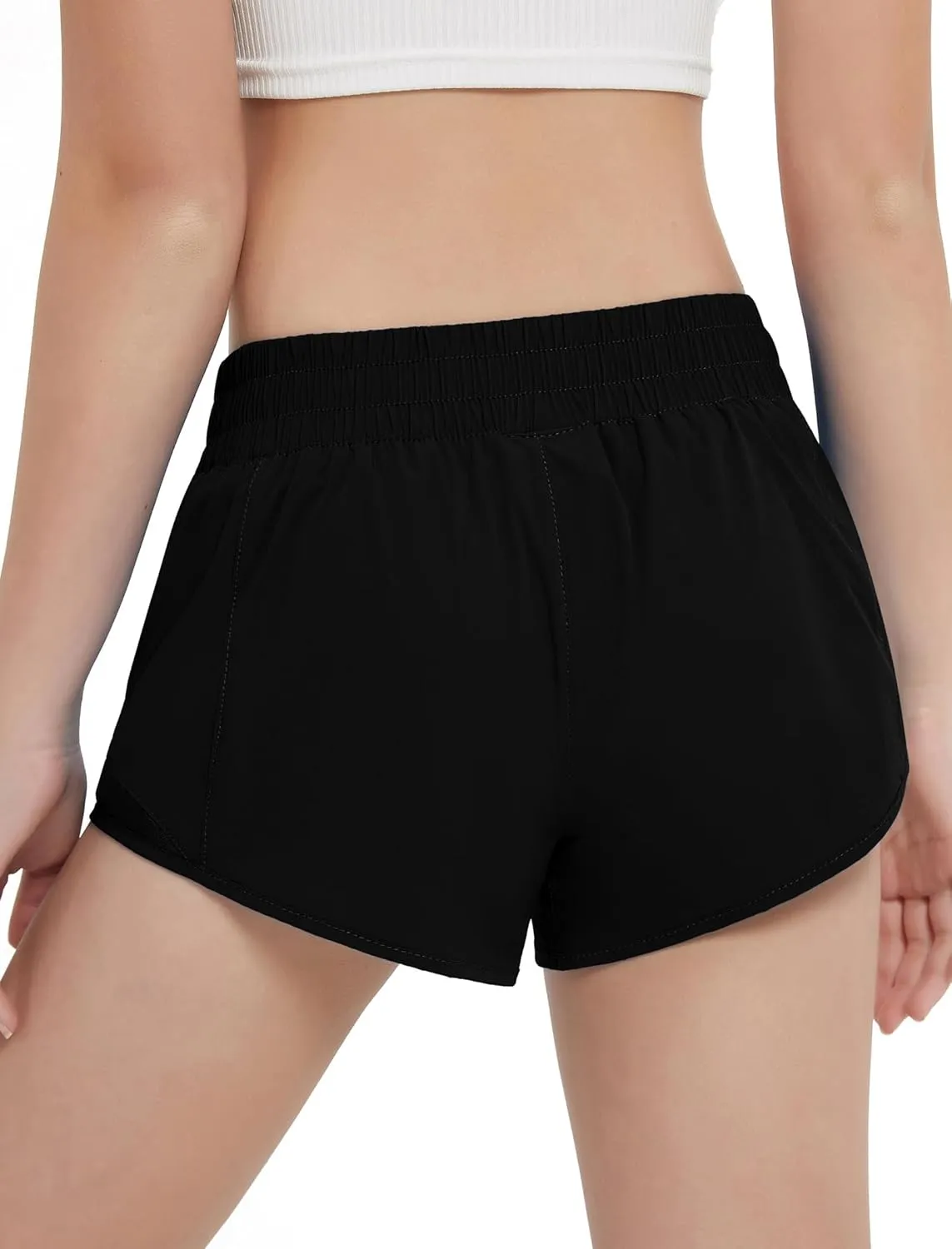 EXARUS Girls Running Shorts Athletic with Liner Zipper Pocket Lightweight Elastic Waist Sports Track for Kids