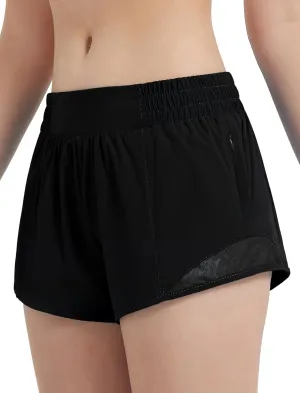 EXARUS Girls Running Shorts Athletic with Liner Zipper Pocket Lightweight Elastic Waist Sports Track for Kids