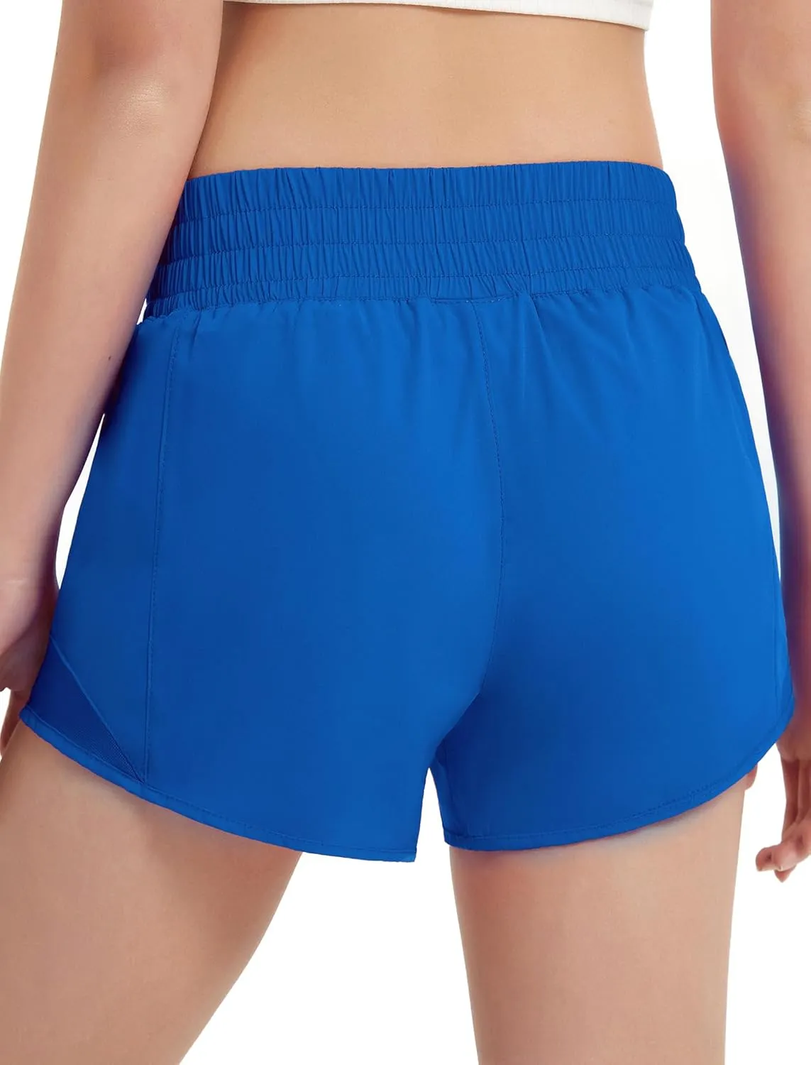 EXARUS Girls Running Shorts Athletic with Liner Zipper Pocket Lightweight Elastic Waist Sports Track for Kids