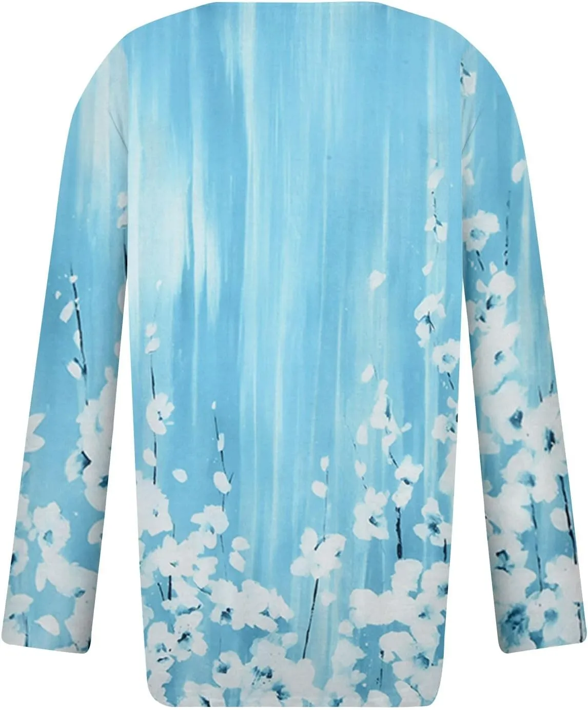 FlekmanArt Sweatshirt for Women Chest Panel Ruched Long Sleeve Outfits Button V Neck Printing T Shirt Comfy Sweatshirts