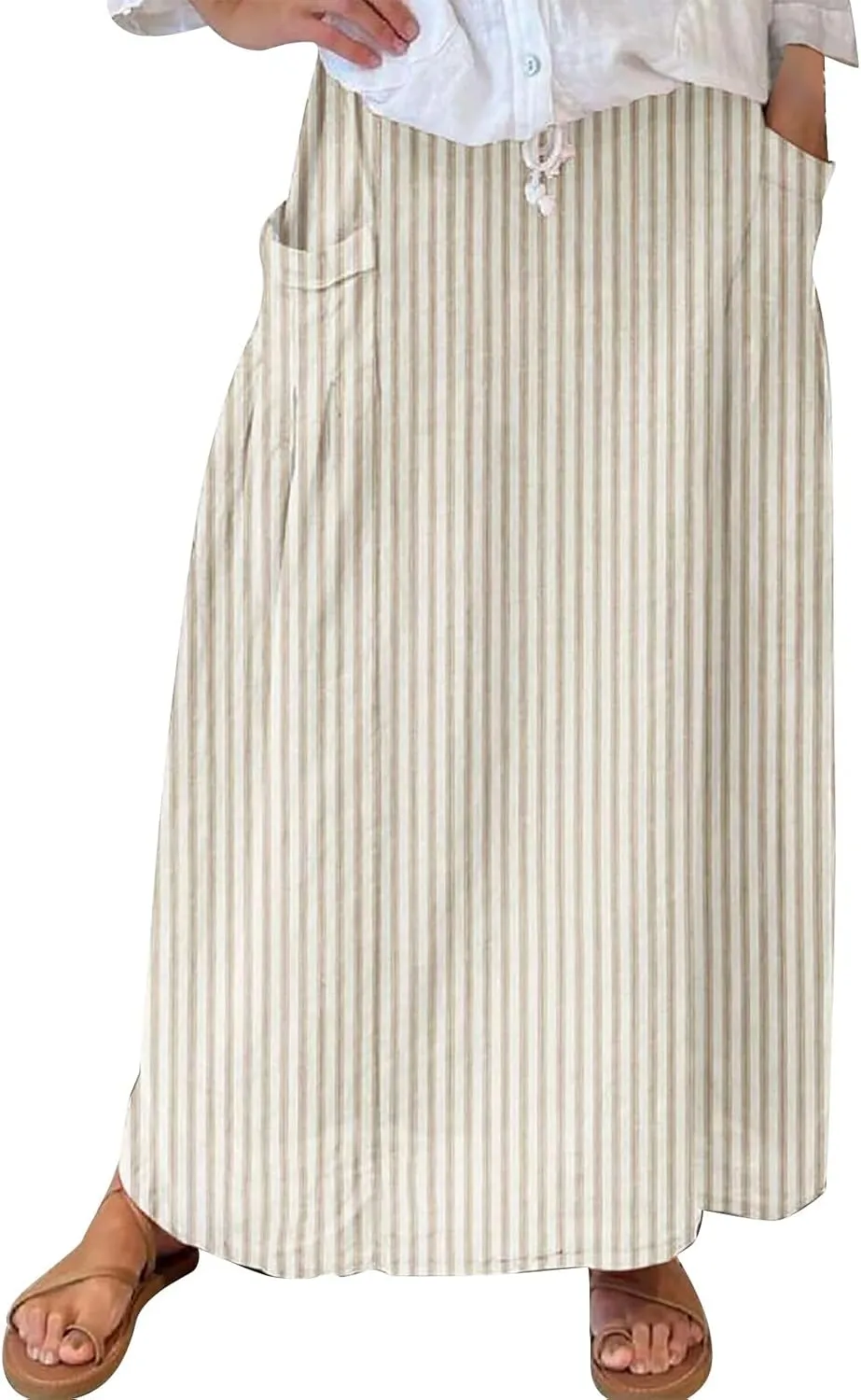 Flowy Long Summer Skirts Women Boho Floral Elastic High Waist Tiered Pleated Casual Beach Maxi Skirt
