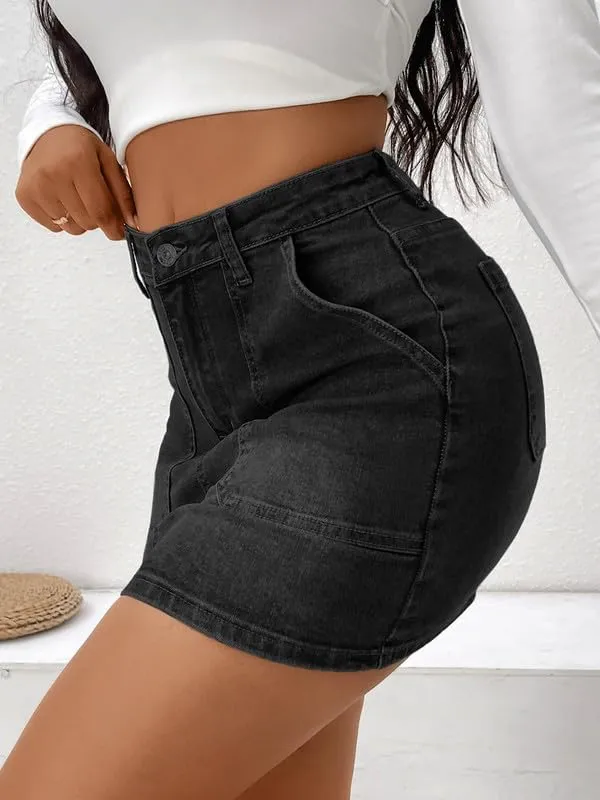 Genleck Denim Skirts for Women – Cargo Jean Skirts with Pockets High Waist Stretch Cute Y2K Casual Mini Skirts