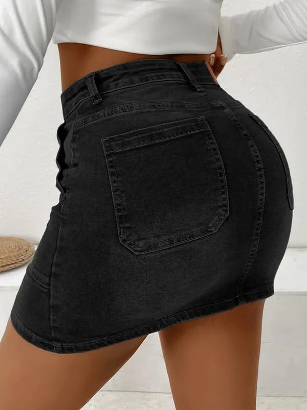 Genleck Denim Skirts for Women – Cargo Jean Skirts with Pockets High Waist Stretch Cute Y2K Casual Mini Skirts