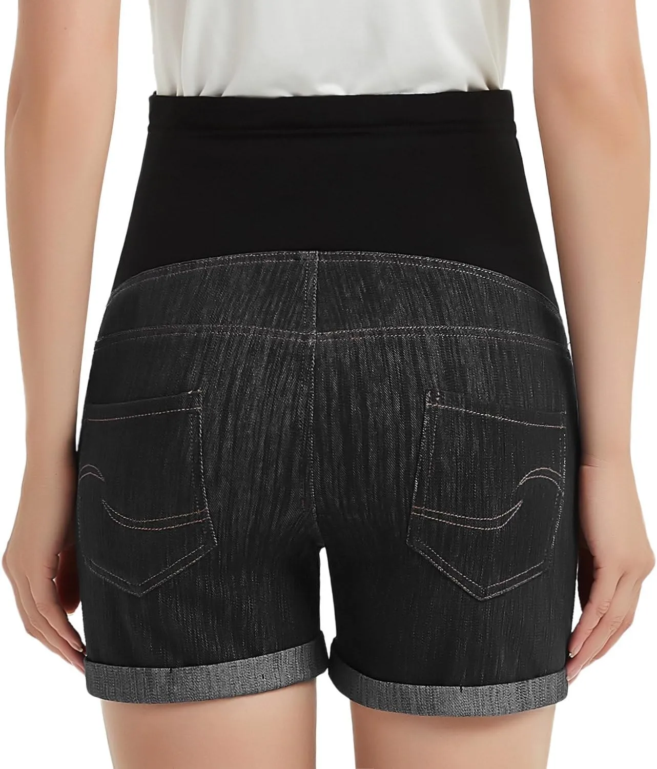 GINKANA Maternity Denim Shorts Cotton Lounge Over Bump Pregnancy Shorts Summer Linen Pants