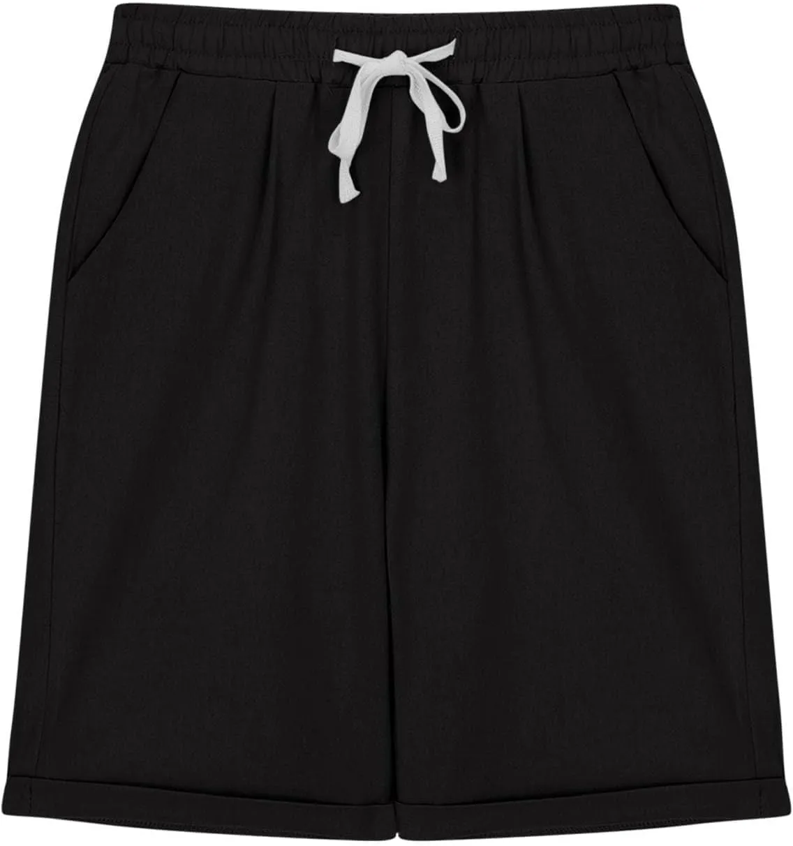 Girls Casual Bermuda Shorts Kids Knee Length High Waisted Summer Shorts Linen Comfy Drawstring Short Pants with
