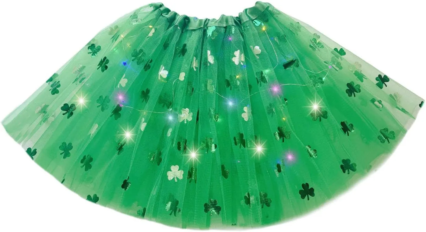 Girl's LED Skirt Light Up Tutus Glow Tulle Dance Skirts for Party Rave Festival Halloween Costume, 2-8 Years