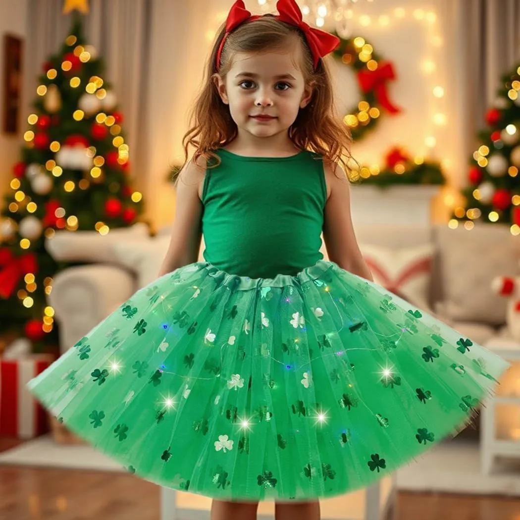 Girl's LED Skirt Light Up Tutus Glow Tulle Dance Skirts for Party Rave Festival Halloween Costume, 2-8 Years