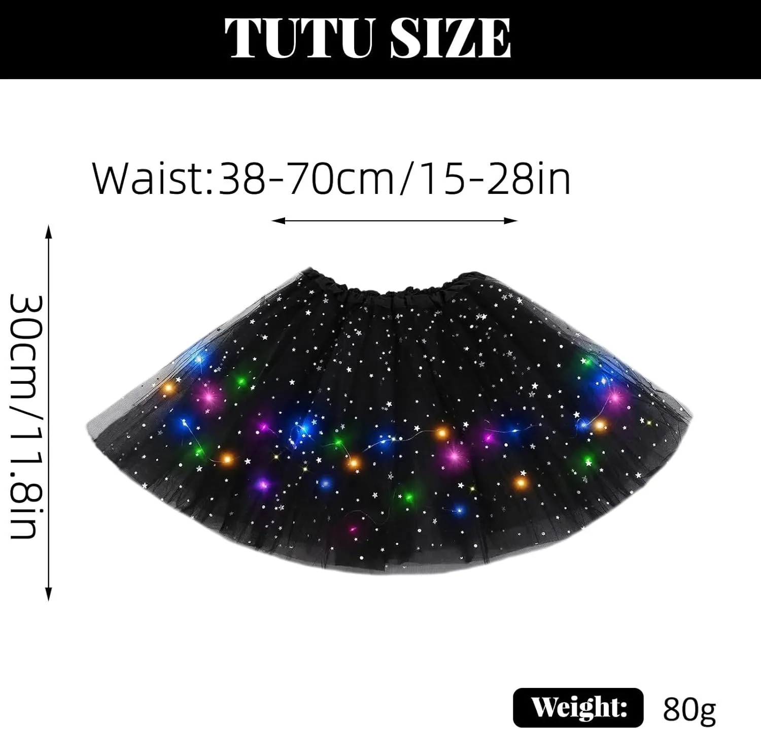 Girl's LED Skirt Light Up Tutus Glow Tulle Dance Skirts for Party Rave Festival Halloween Costume, 2-8 Years