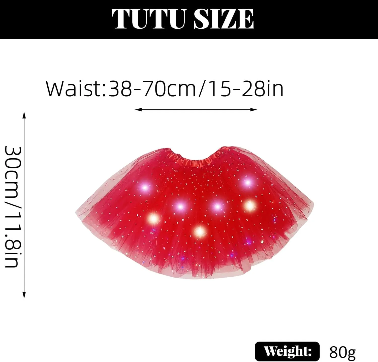 Girl's LED Skirt Light Up Tutus Glow Tulle Dance Skirts for Party Rave Festival Halloween Costume, 2-8 Years