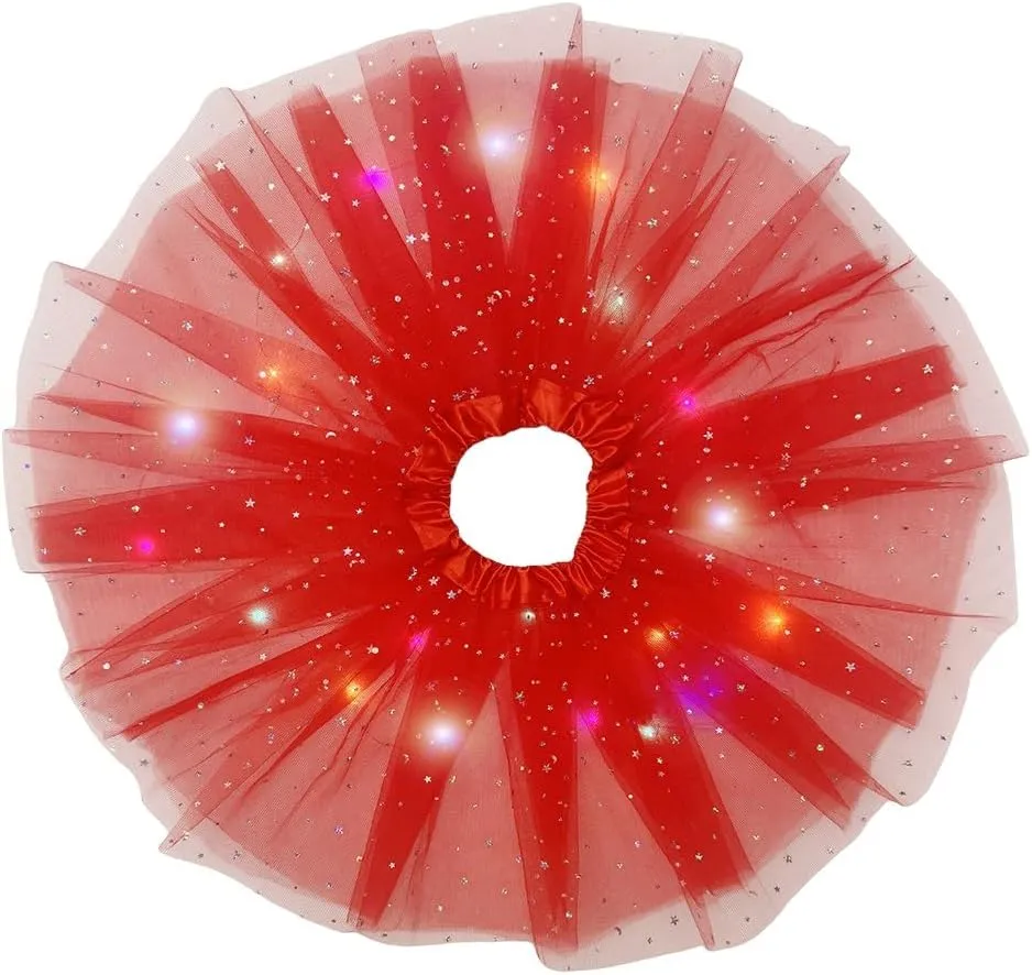 Girl's LED Skirt Light Up Tutus Glow Tulle Dance Skirts for Party Rave Festival Halloween Costume, 2-8 Years