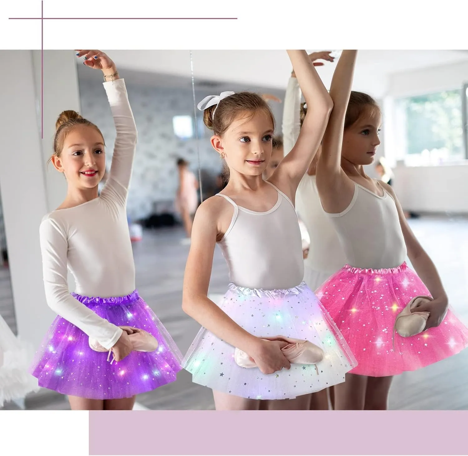 Girl's LED Skirt Light Up Tutus Glow Tulle Dance Skirts for Party Rave Festival Halloween Costume, 2-8 Years