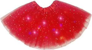 Girl's LED Skirt Light Up Tutus Glow Tulle Dance Skirts for Party Rave Festival Halloween Costume, 2-8 Years