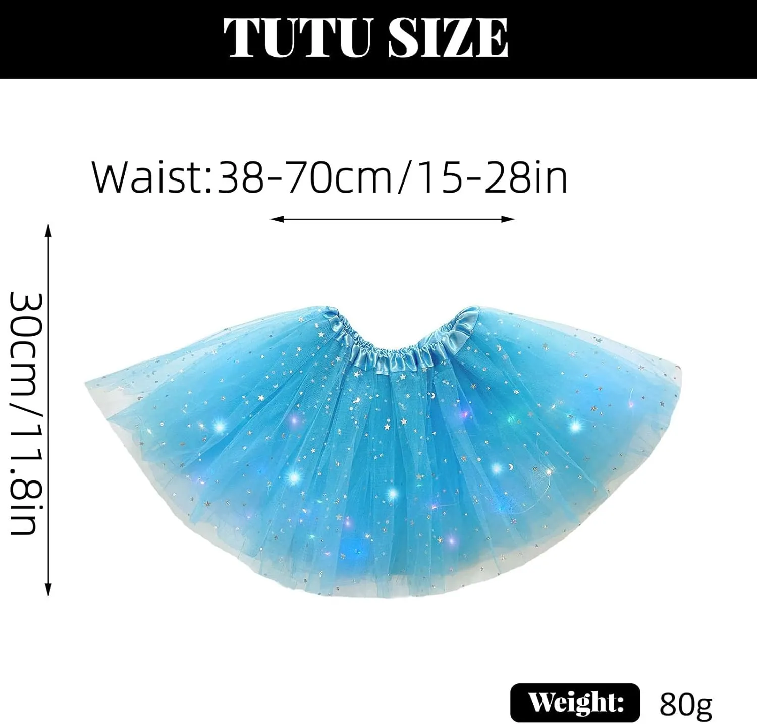 Girl's LED Skirt Light Up Tutus Glow Tulle Dance Skirts for Party Rave Festival Halloween Costume, 2-8 Years