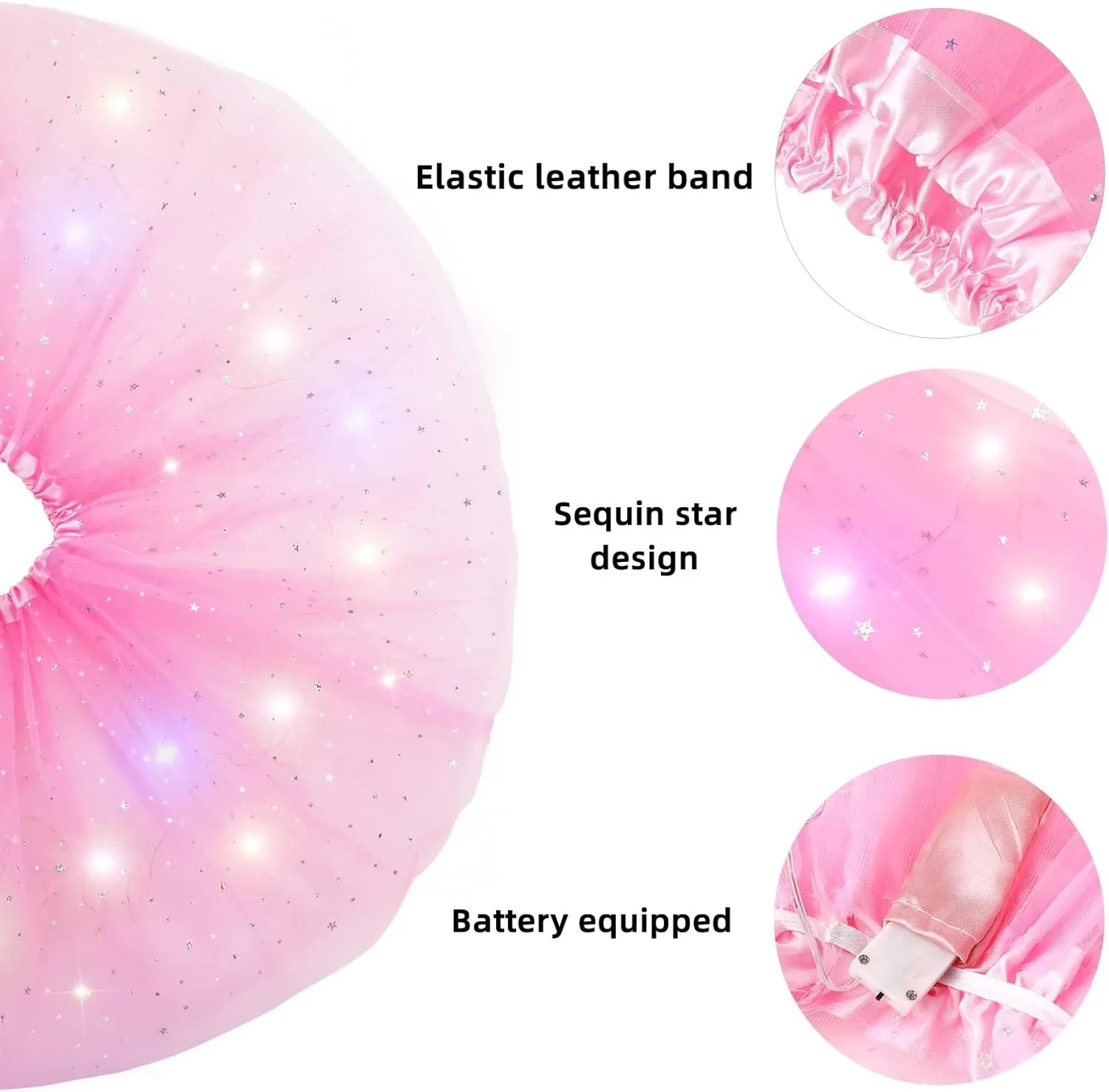 Girl's LED Skirt Light Up Tutus Glow Tulle Dance Skirts for Party Rave Festival Halloween Costume, 2-8 Years